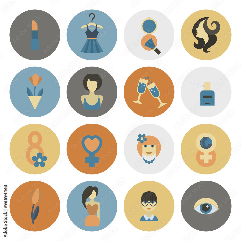Womans Day Icon Set Womans Day Icon Set