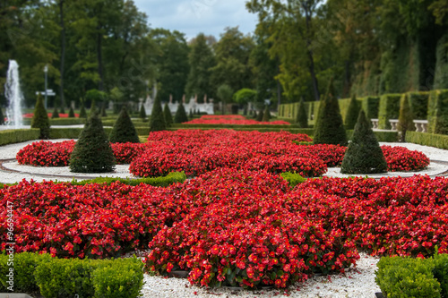 Flower garden in the palace of Wilanow