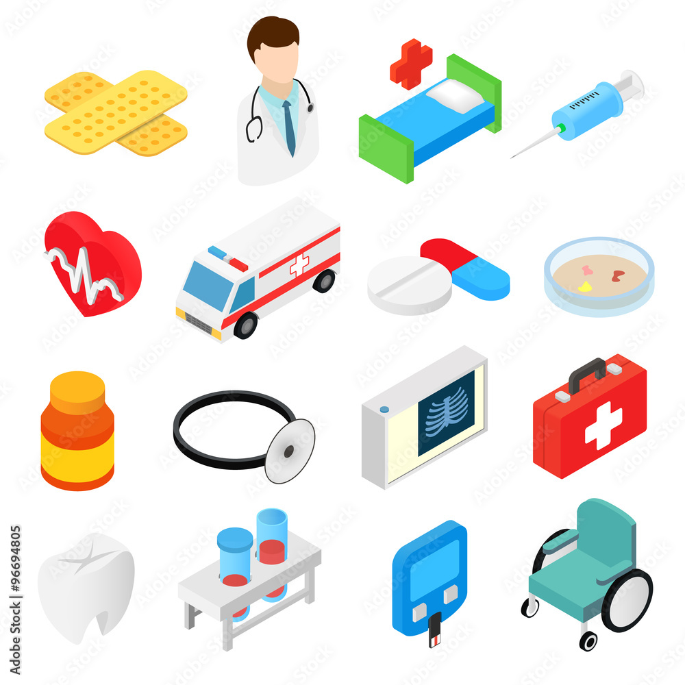 Medical isometric 3d symbols collection Medical isometric 3d symbols collection