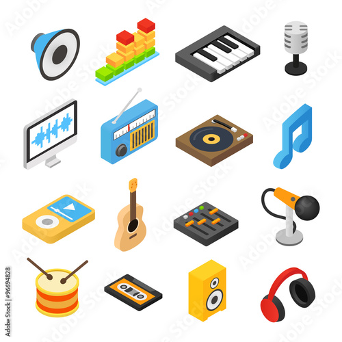 Music isometric 3d icons