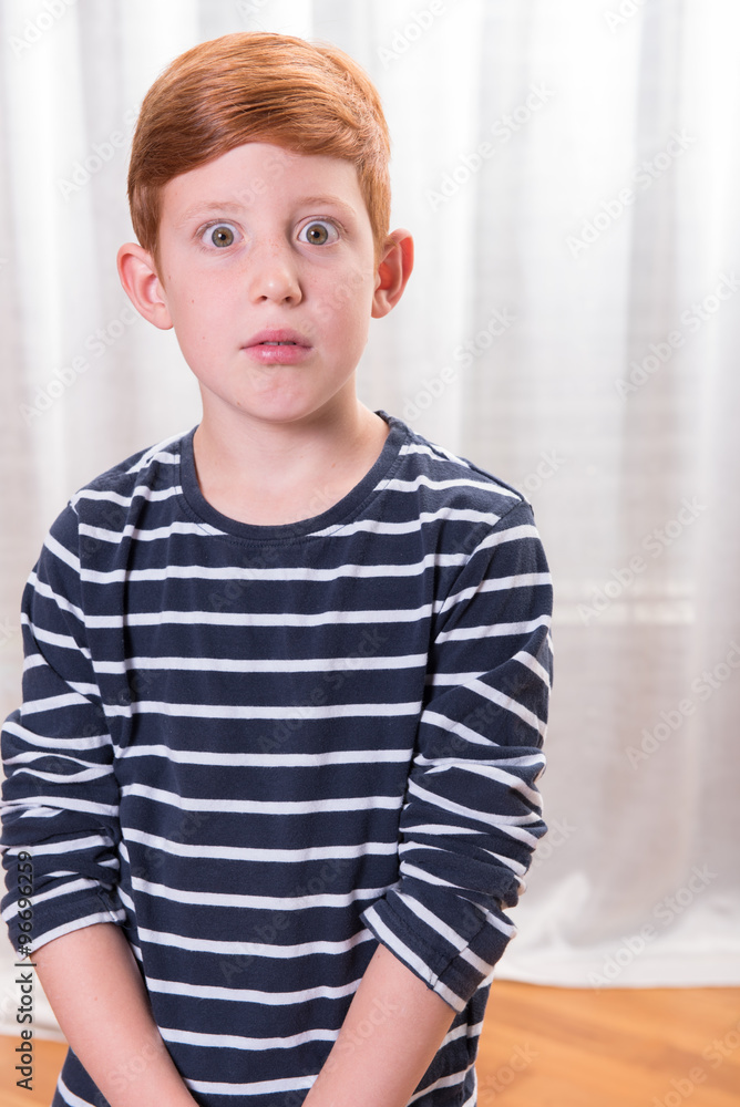 Portrait small boy scared with eyes wide open Portrait small boy scared with eyes wide open