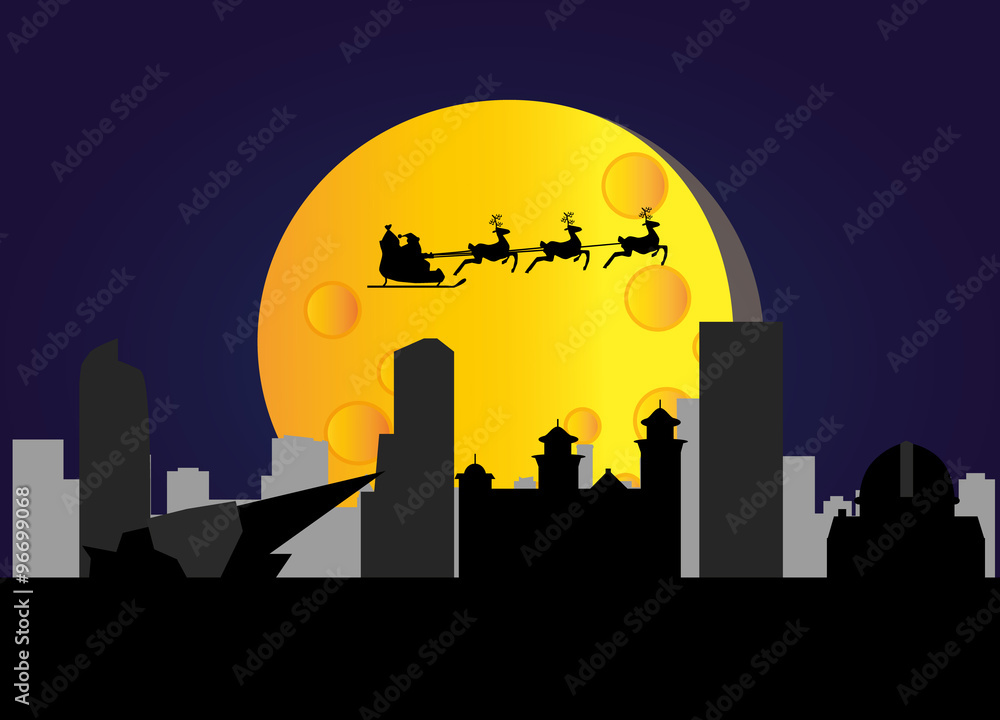 Fototapeta premium santa flying over the city of denver