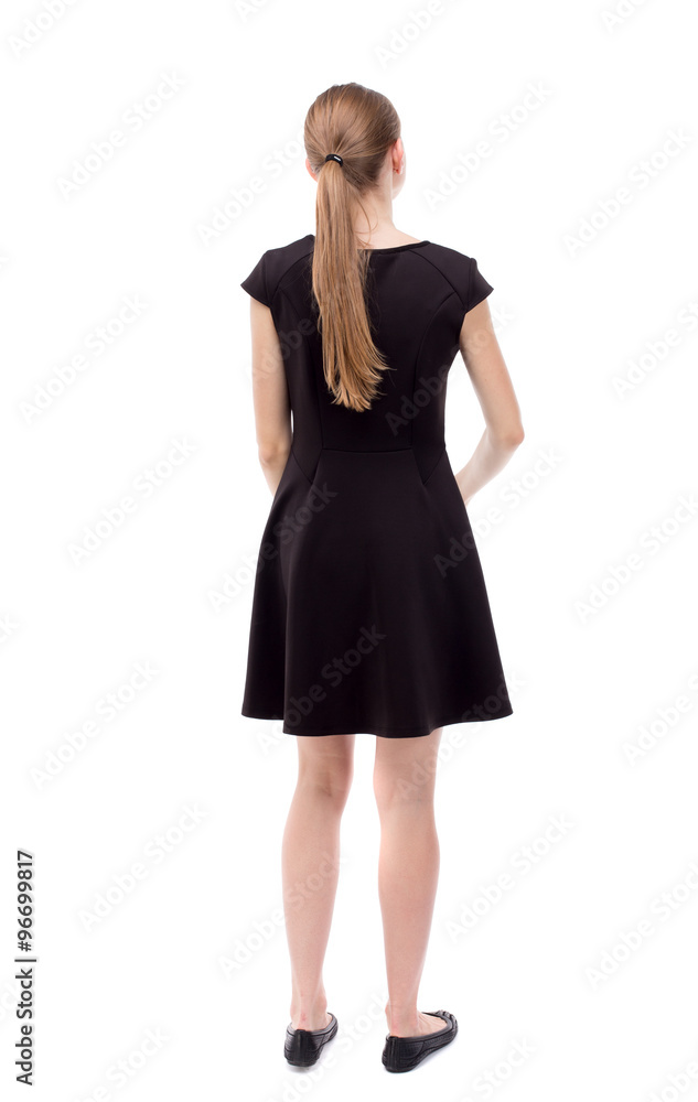 back view of standing young beautiful woman. back view of standing young beautiful woman.