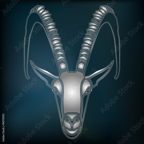 Silver goat portrait, zodiac Capricorn sign