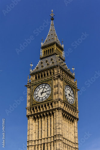 Clock tower  Big Ben  near House of Parliament  London  UK. 