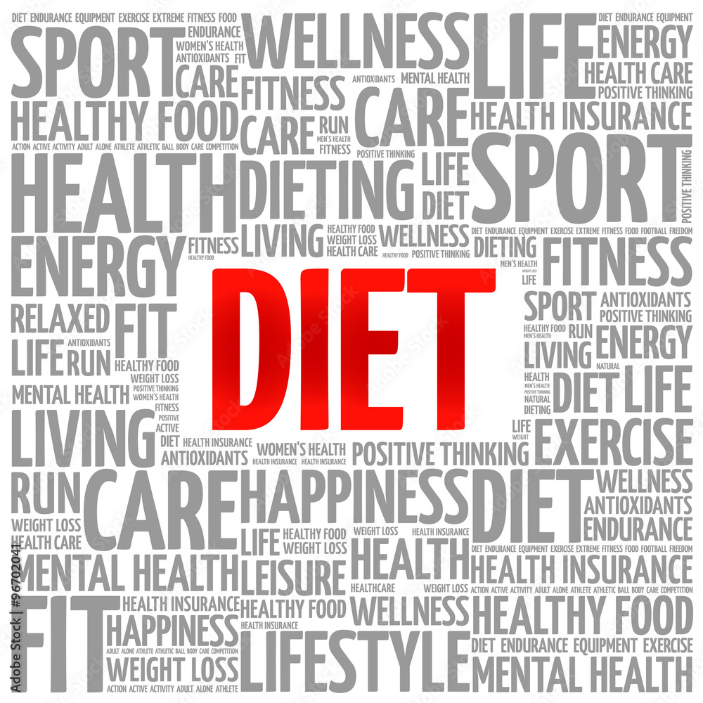 Obraz premium Diet word cloud background, health concept