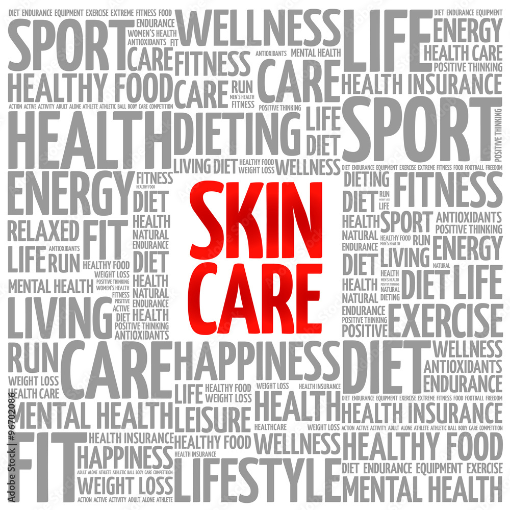 Skin care word cloud background, health concept Skin care word cloud background, health concept