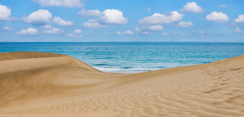 Leinwandbilder Dünen Wüstendünen mit Blick aufs Meer  © luchschenF