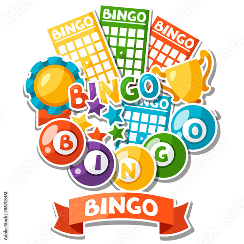 Bingo or lottery game background with balls and cards