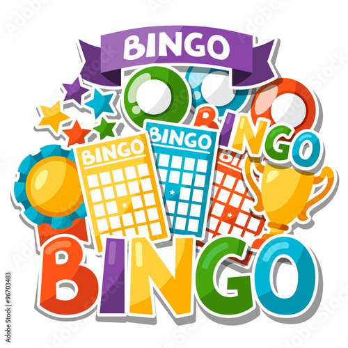 Bingo or lottery game background with balls and cards