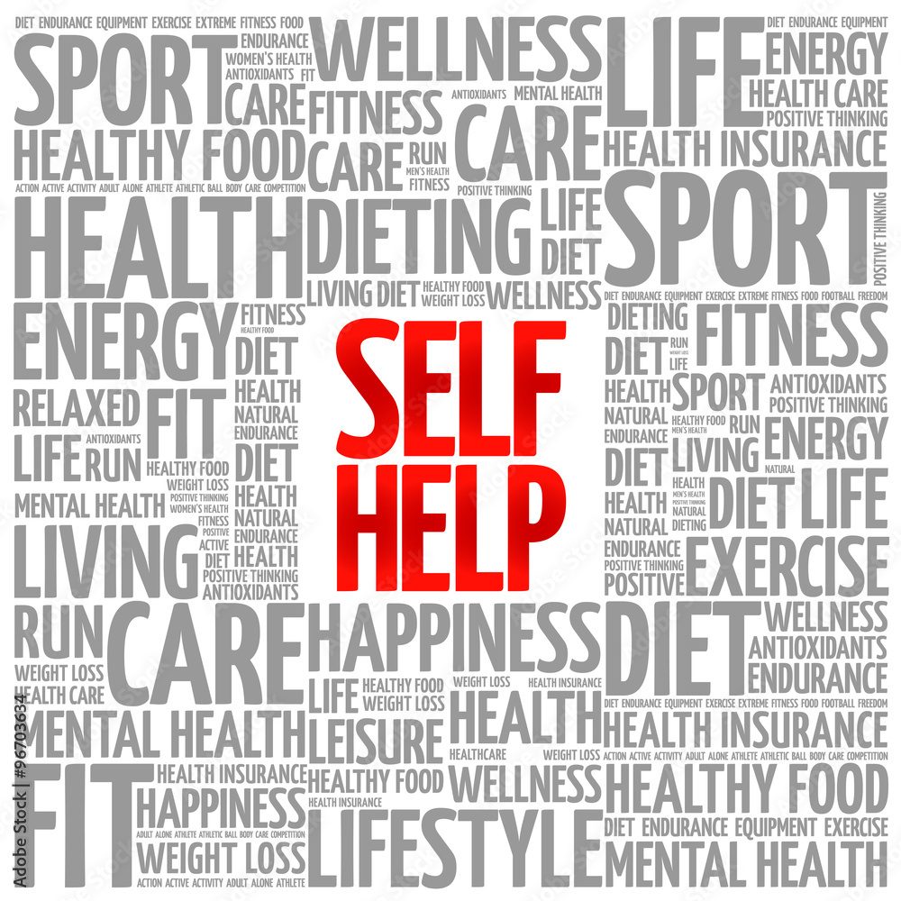 Self Help word cloud background, health concept Self Help word cloud background, health concept