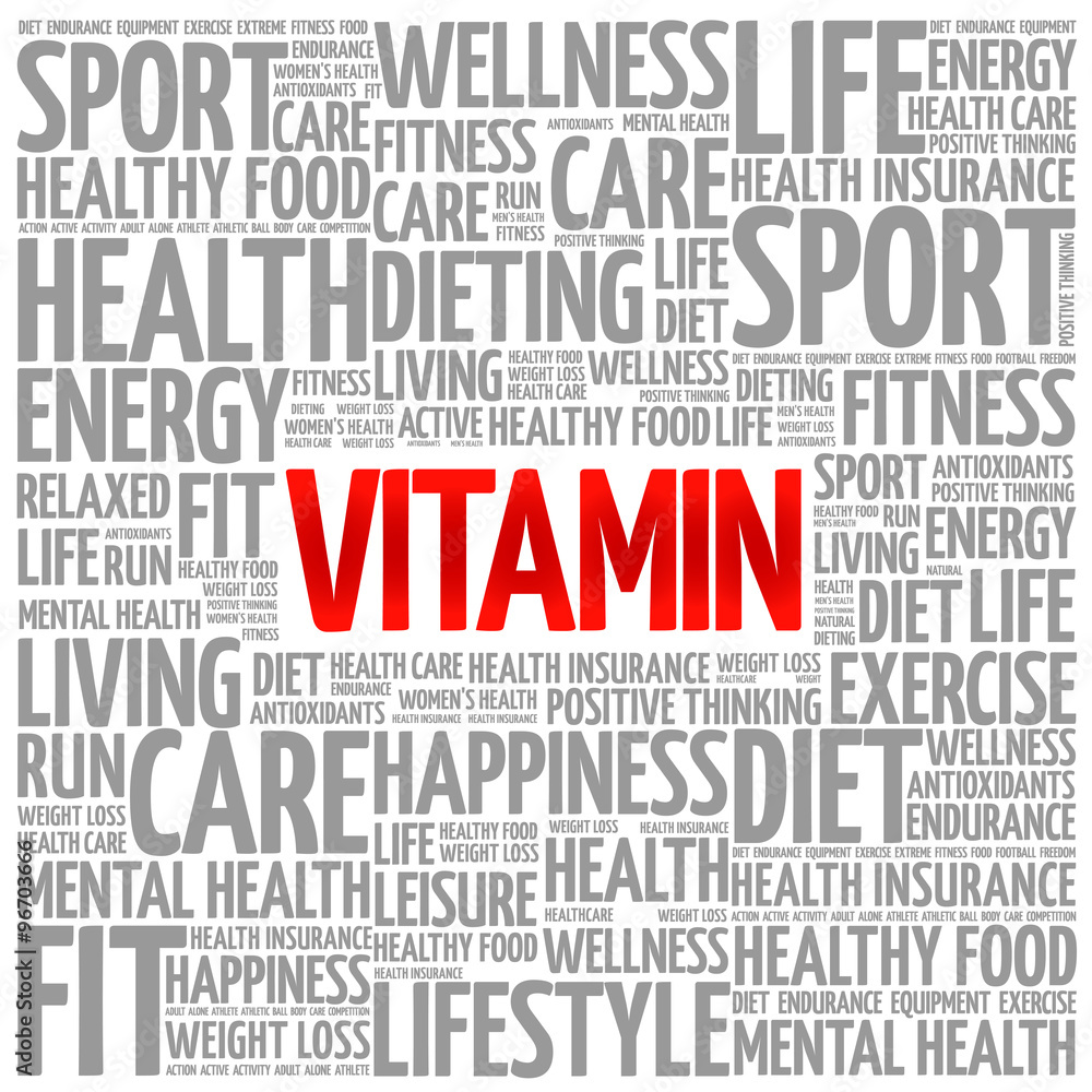 VITAMIN word cloud background, health concept VITAMIN word cloud background, health concept