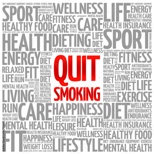 Quit Smoking word cloud background, health concept
