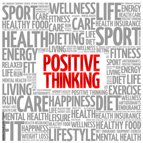 Positive thinking word cloud background, health concept