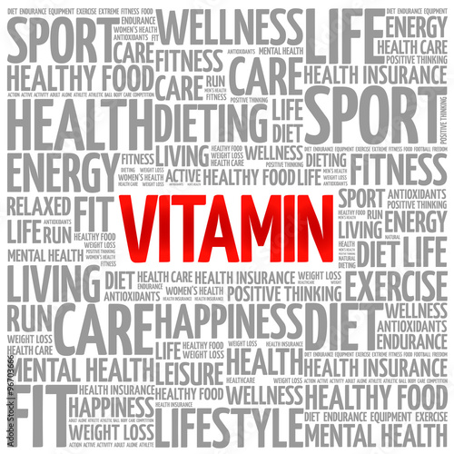 VITAMIN word cloud background  health concept