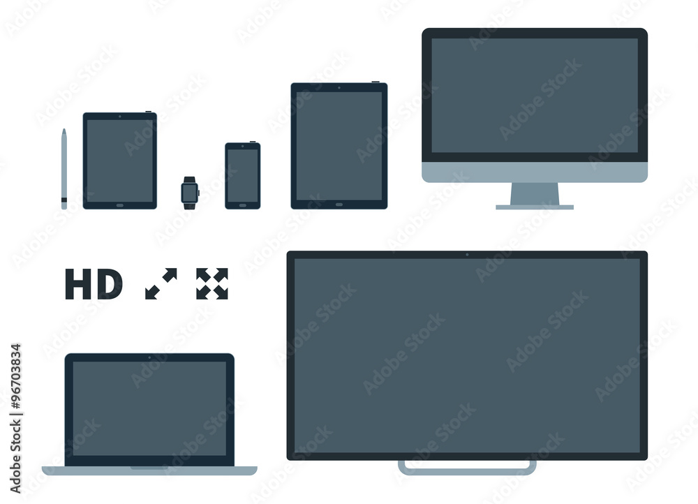 Screens flat vector illustration Screens flat vector illustration