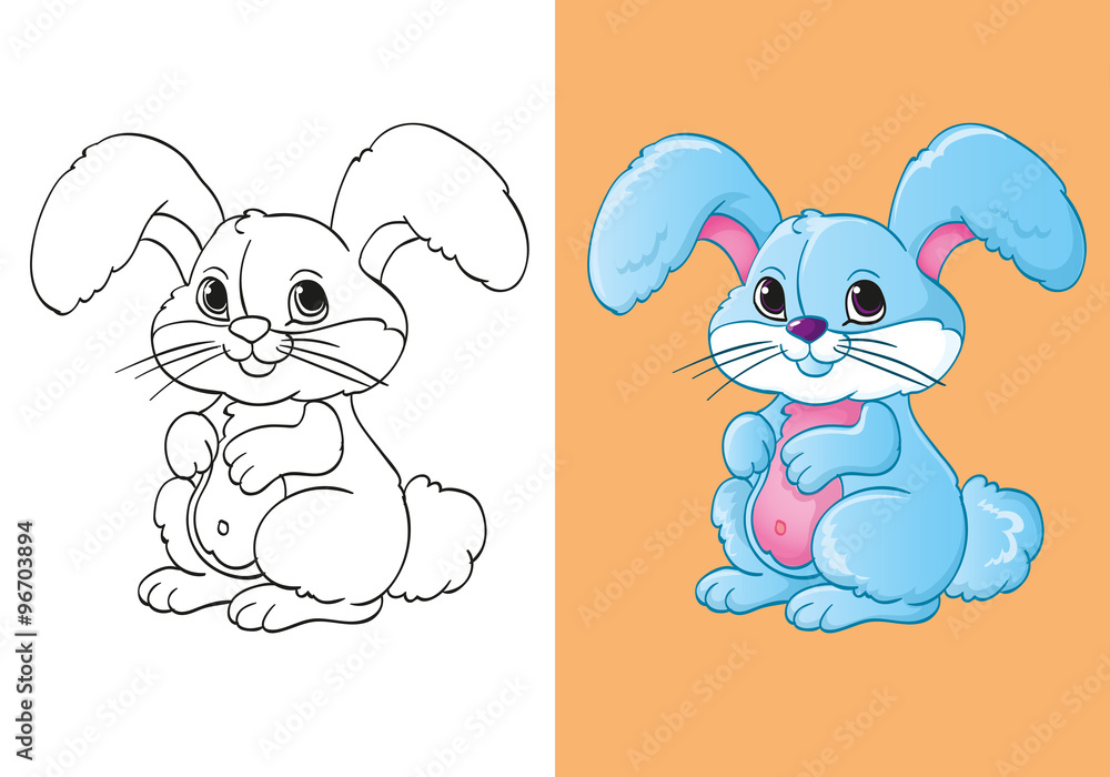 Coloring Book Of Cute Blue Little Hare Coloring Book Of Cute Blue Little Hare