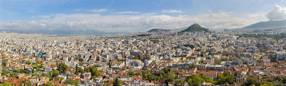 Athens - The panorama from Acropolis to Likavittos hill and the town.