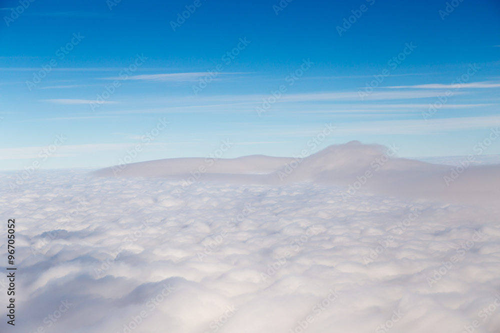 blue sky high view from airplane clouds shapes