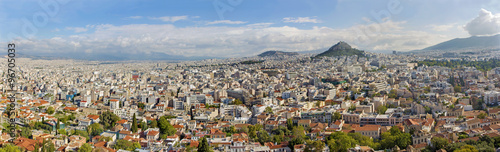 Athens - The panorama from Acropolis to Likavittos hill and the town.
