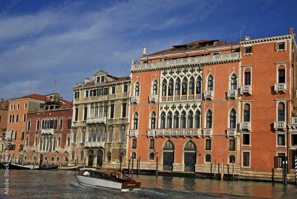 VENICE, ITALY - SEPTEMBER 02, 2012: Old typical buildings on Grand Canal, Venice, Italy