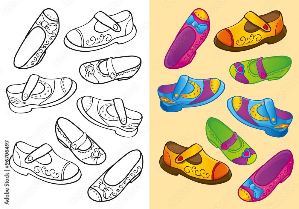 Coloring Book Of Set Dfferent Shoes Coloring Book Of Set Dfferent Shoes