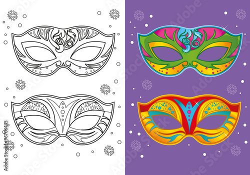 Coloring Book Of Christmas Carnival Masks