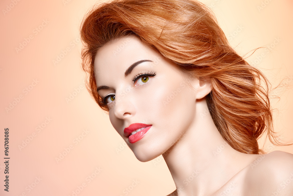 Beauty portrait woman, eyelashes, natural makeup Beauty portrait woman, eyelashes, natural makeup