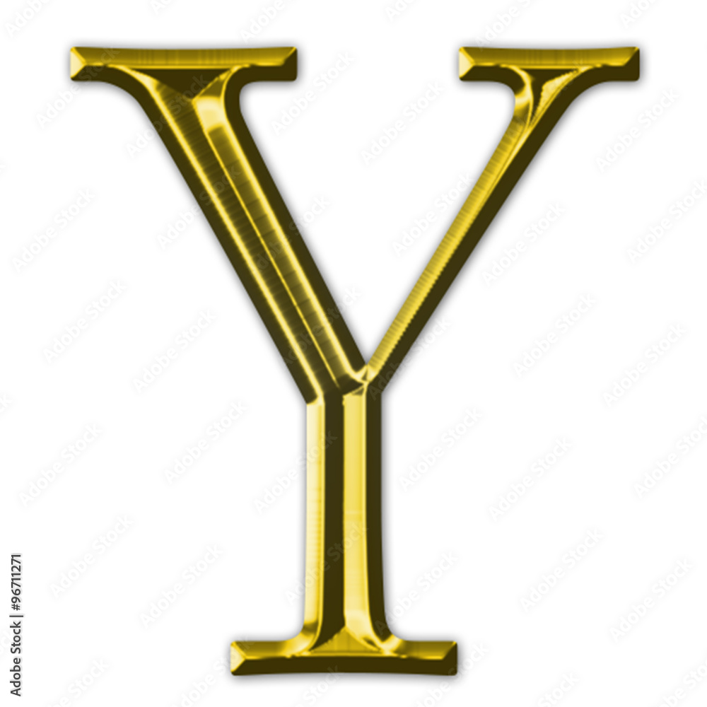 Golden, beveled letter Y