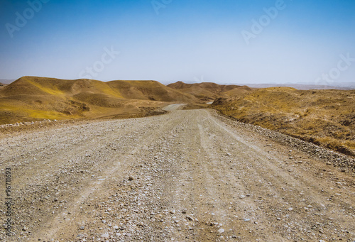 Road in Iraqi desert located in the countryside of Kirkuk city 
