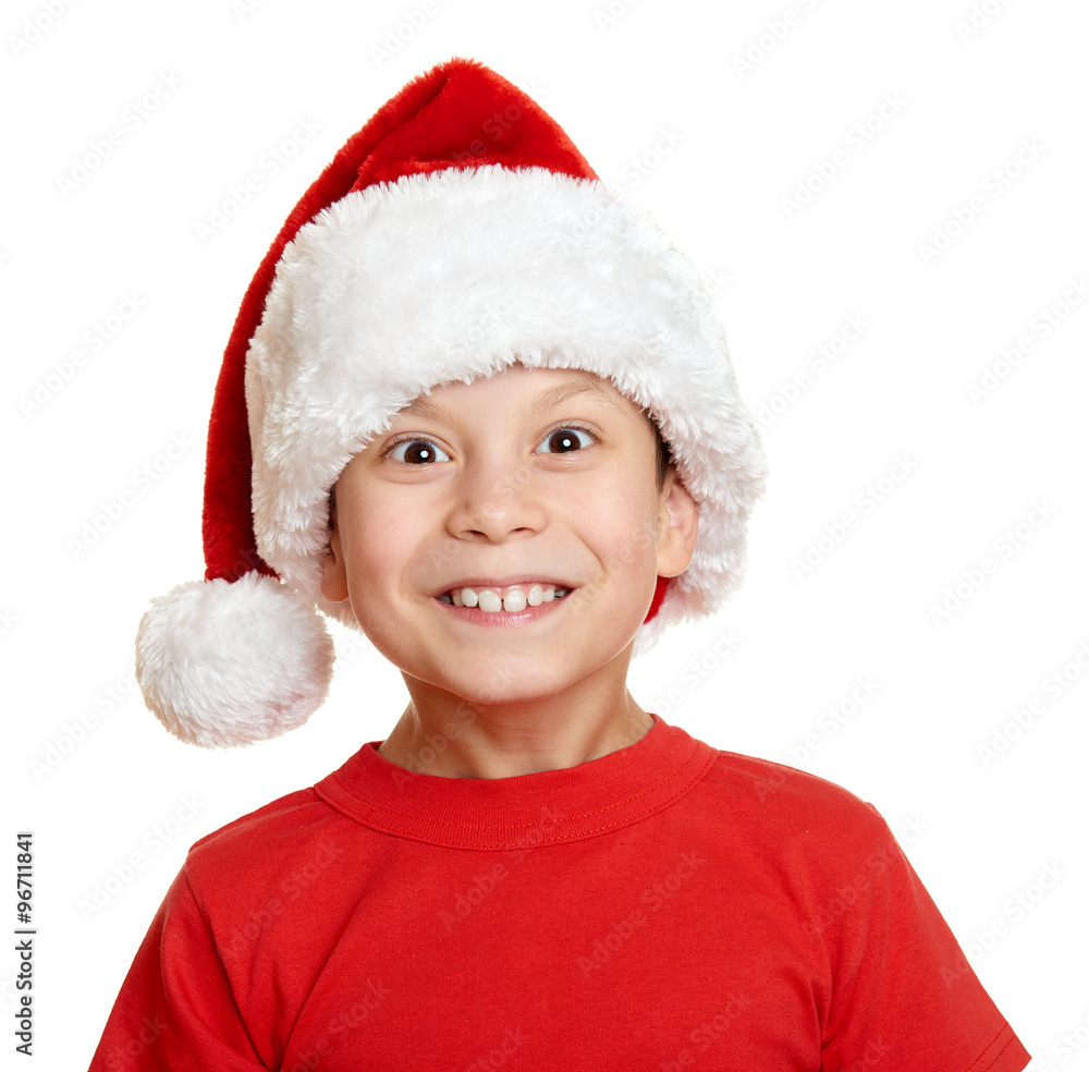 boy in santa helper hat portrait - winter holiday christmas concept boy in santa helper hat portrait - winter holiday christmas concept