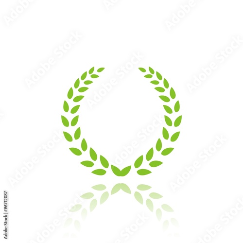 Icono aislado de corona de laurel con reflejo