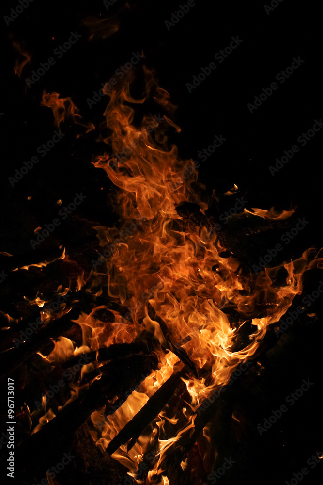 Fire flames on black background. Fire flames on black background.