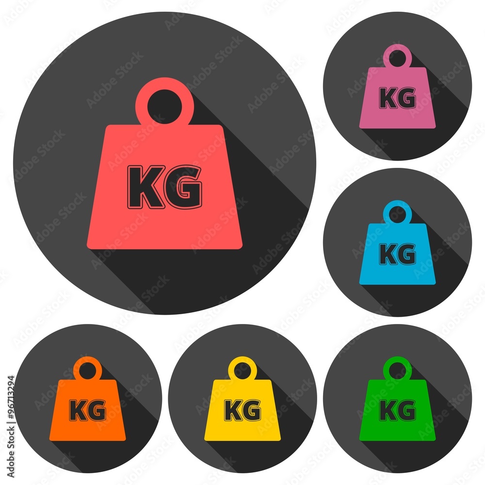 Vector Weight Kilogram Icons set with long shadow Vector Weight Kilogram Icons set with long shadow