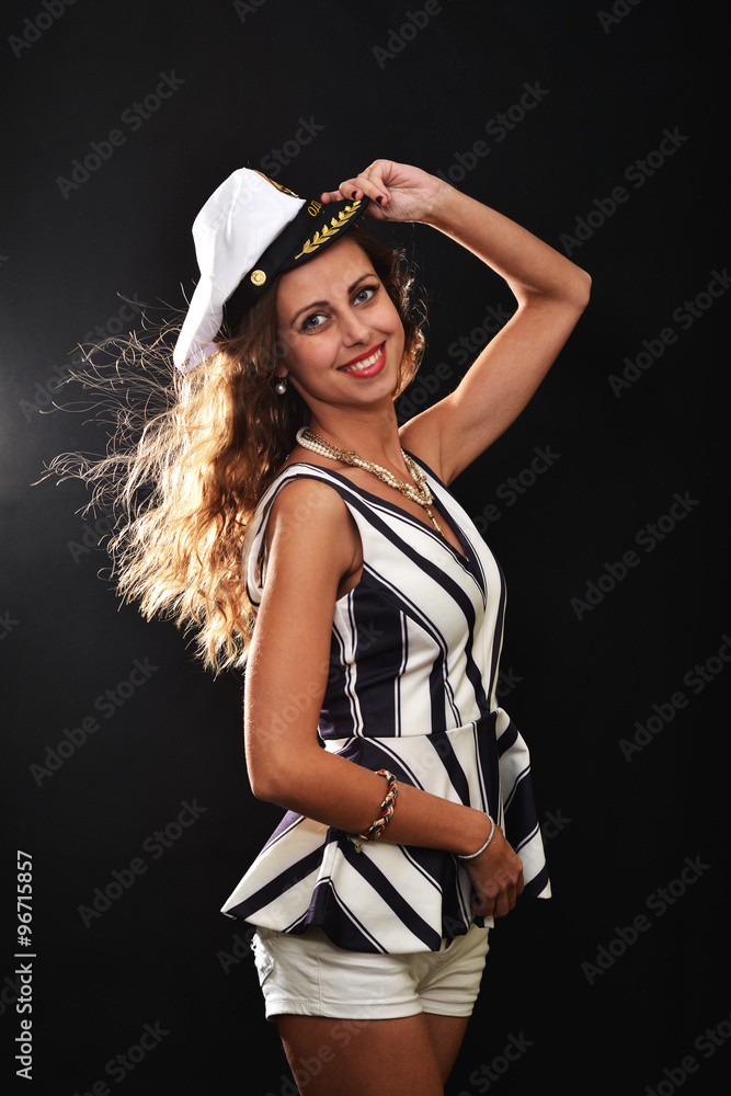 Woman with beauty long brown hair - posing at studio Woman with beauty long brown hair - posing at studio