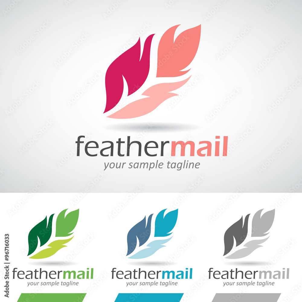 Fototapeta premium Colorful Cartoon Feather Logo Icon
