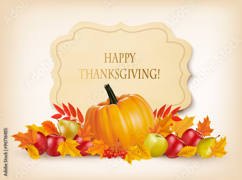 Retro Happy Thanksgiving Background. Vector.