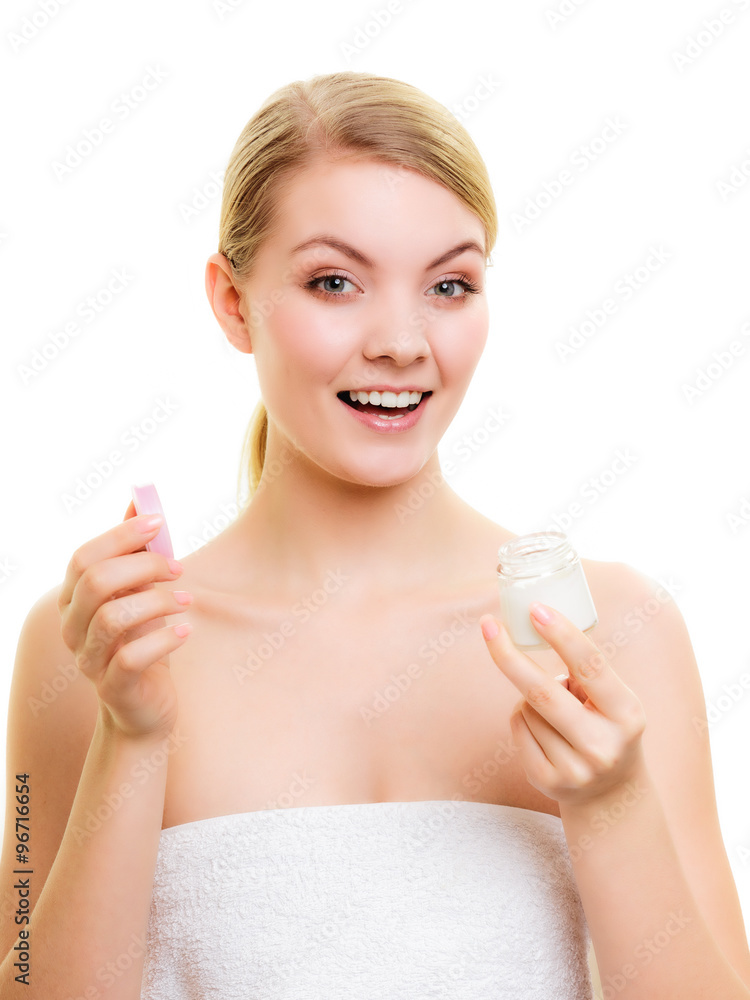 Skin care. Girl applying moisturizing cream. Skin care. Girl applying moisturizing cream.