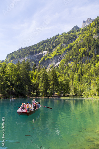 Blausee or Blue Lake nature park in summer  Kandersteg  Switzerland