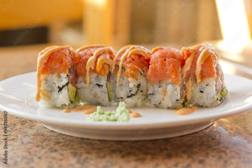 Tuna Salmon Sushi Roll Tuna Salmon Sushi Roll