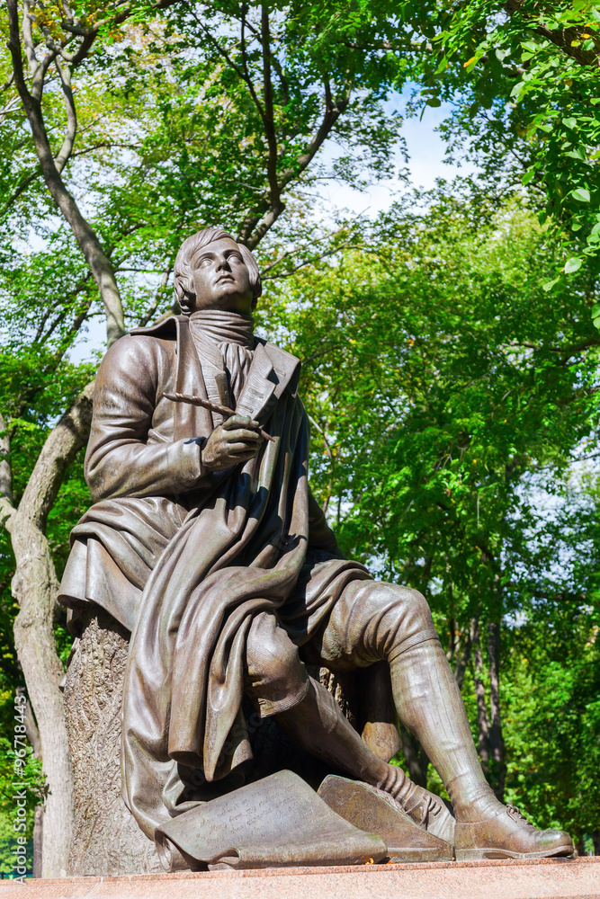 Skulptur von Robert Burns im Central Park, Manhattan, New York City