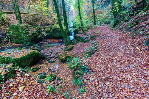 Schwarze Ernz in der kleinen luxemburgischen Schweiz in Luxemburg am Abend photo