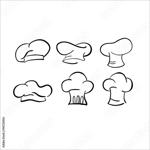 chef hat sketch vector drawing cap white