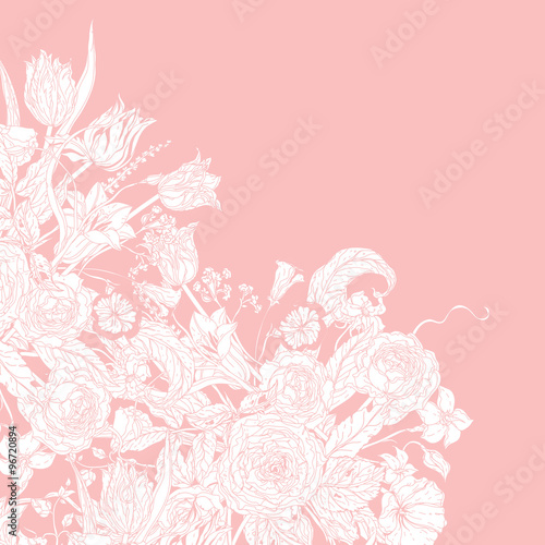 Vector Pastel Floral Frame.  