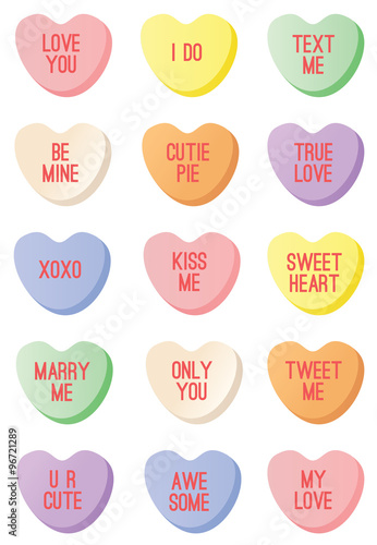 Collection of candy hearts