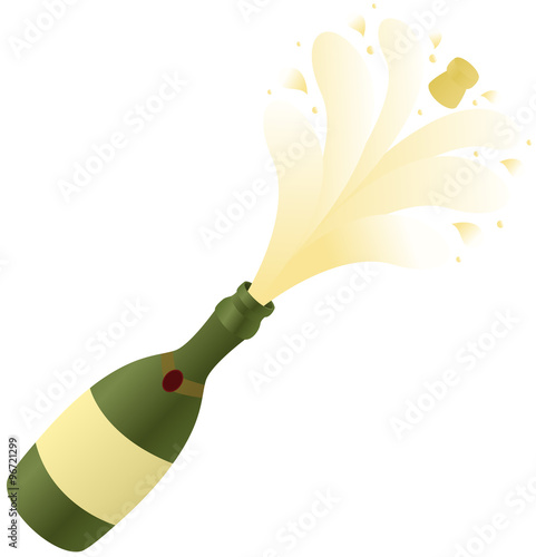 Champagne bottle with the cork popping off