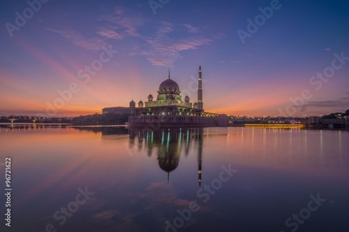 Putra Mosque Putrajaya during sunrise moment