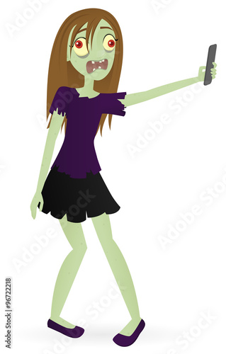Zombie girl taking a self-portrait with a cell phone