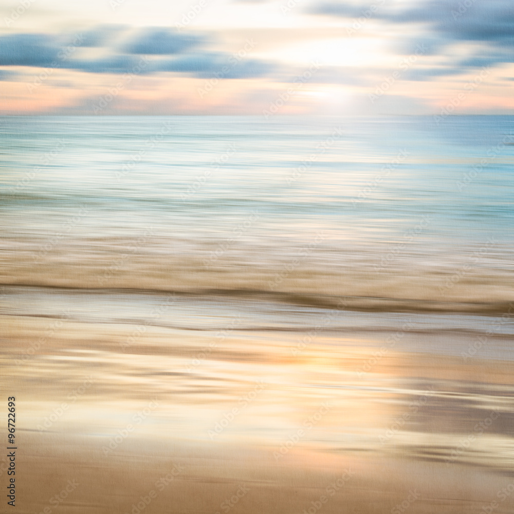 An abstract seascape with blurred panning motion on paper backgr An abstract seascape with blurred panning motion on paper backgr