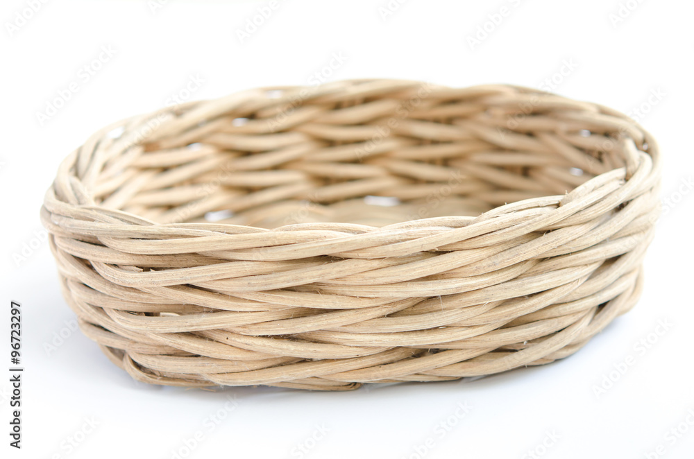 Fototapeta premium wooden basket on white background